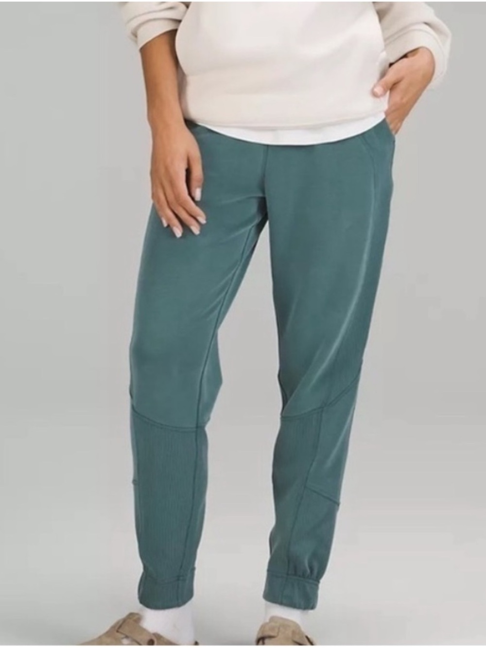 Lululemon Softstreme Ribbed High-Rise Pull-On Jogger Pant, Green Jasper, Size 0